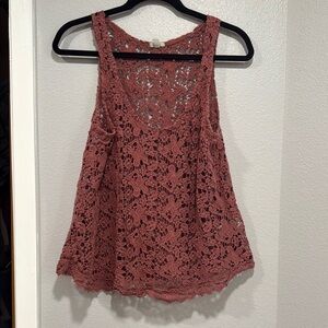 Ecote Pink Cropped Embellished Tank Top